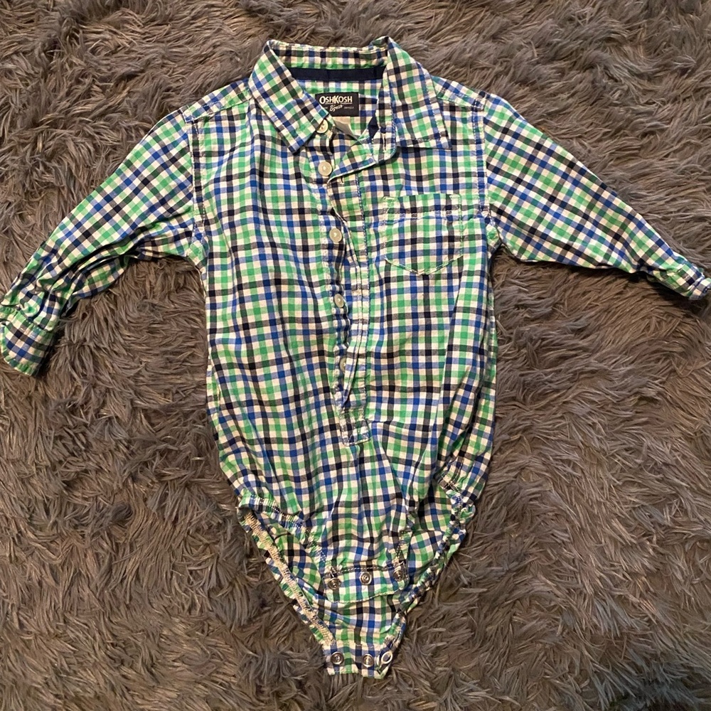 OshKosh B'gosh Blue and Green Plaid Shirt